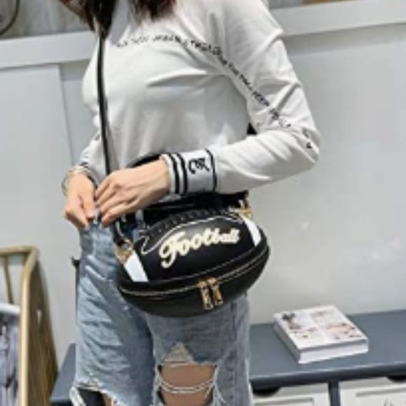 Football Shaped Crossbody Handbag Purse For Women - Picture 4 of 4